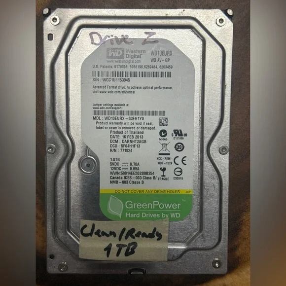 TESTED Western Digital AV-GP internal hard drive HDD (model WD10EURX) #6 - Picture 1 of 8